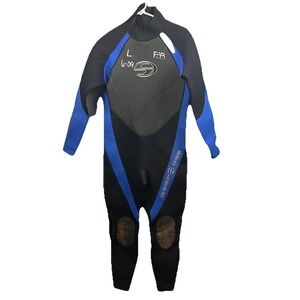 Deep See Unisex 3mm Long Full Wetsuit  Black Blue Diving Suit Size Large